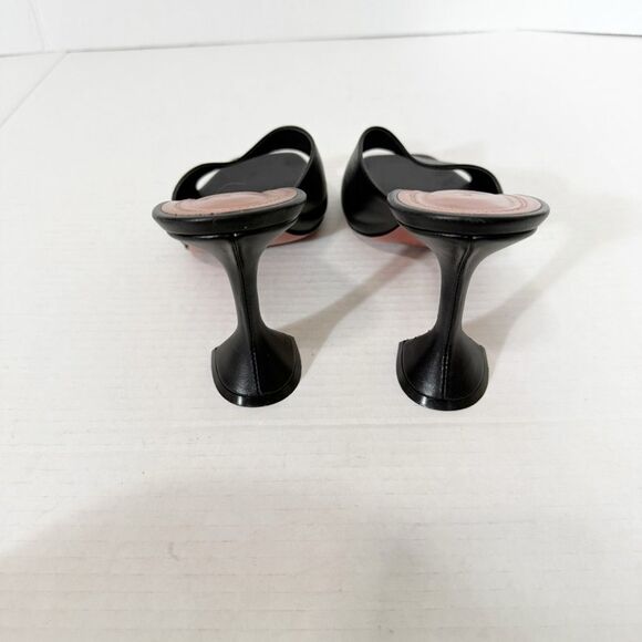 Amina Muaddi Women’s Lupita Leather Black Luxury Slipper Mule Sandal Size 11 - Picture 5 of 11